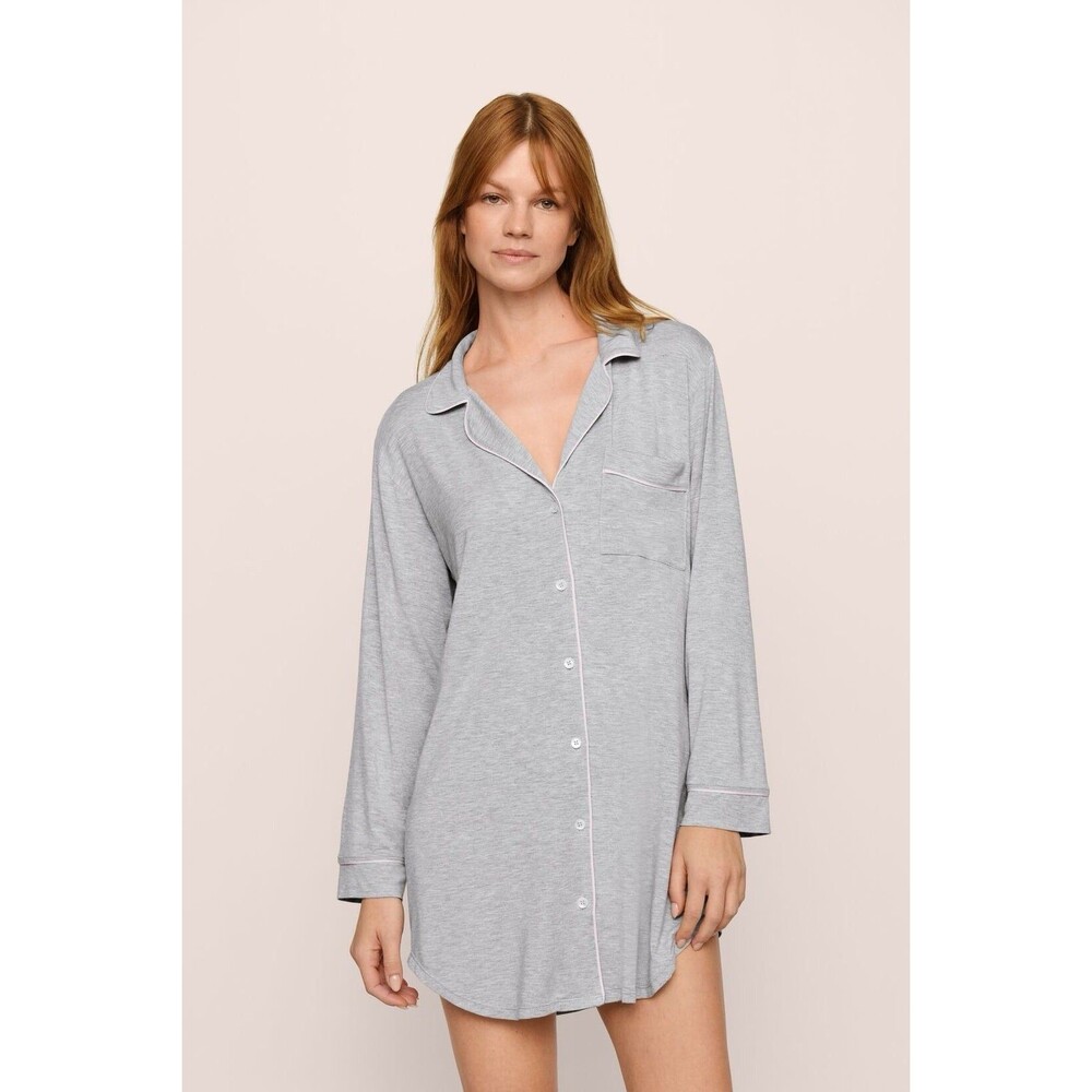 Eberjey Women’s Sz Medium Gisele Tencel Modal Sleepshirt Heather Grey Pajamas